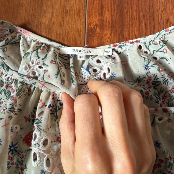 Revolve Tularosa A-Line Ruffle Dress Neutral Floral Pattern XS - Picture 5 of 9